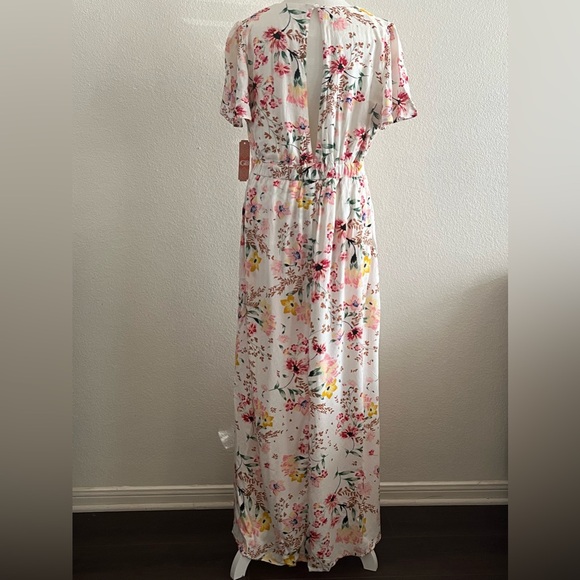 GB Floral V-Neck Romper Maxi Dress L - Picture 3 of 16